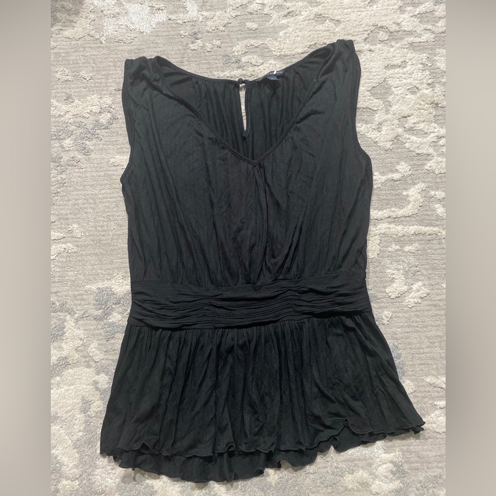 Banana Republic Womens Size M Sleeveless Pleated Waist Blouse Black EUC